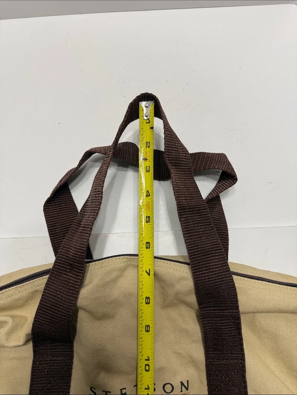Stetson Beige Canvas Duffel with Dark Brown Straps